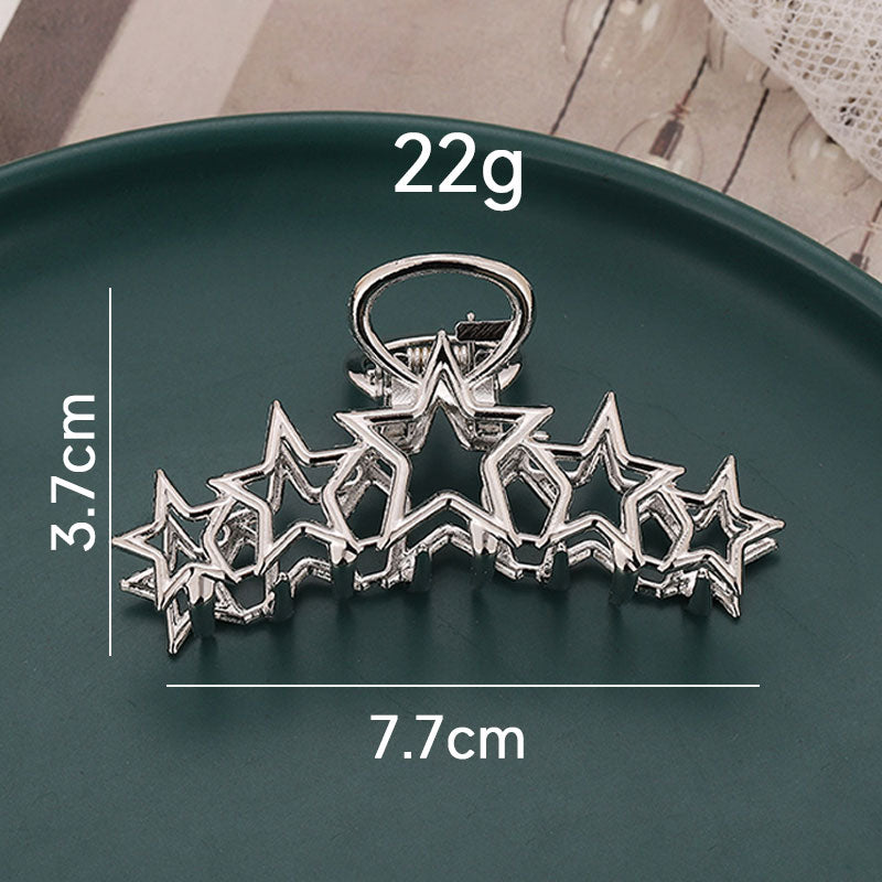 Metal Hollow Out Circle Love Heart Star Big Shark Clip for Women Girl Daily Jewelry Autumn Winter Headdress